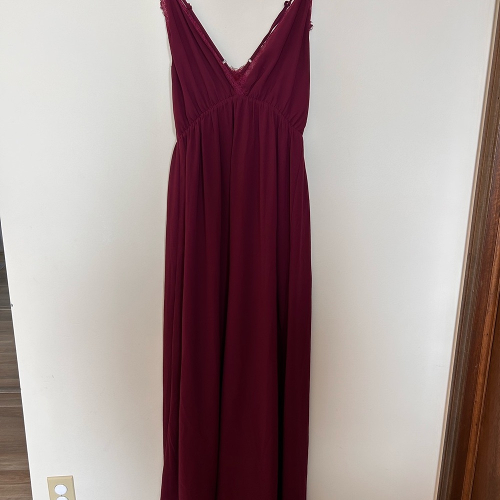 Tobi Deep Red Lace Maxi Dress